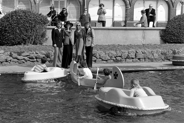 ABBA at a pond on the Brighton Waterfront (1974)
