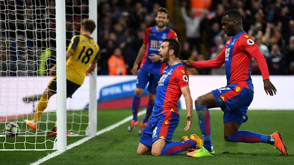 Luka Milivojevic celebrates Crystal Palace's third goal