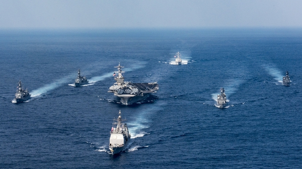 The US Navy strike group moving toward the Korean peninsula