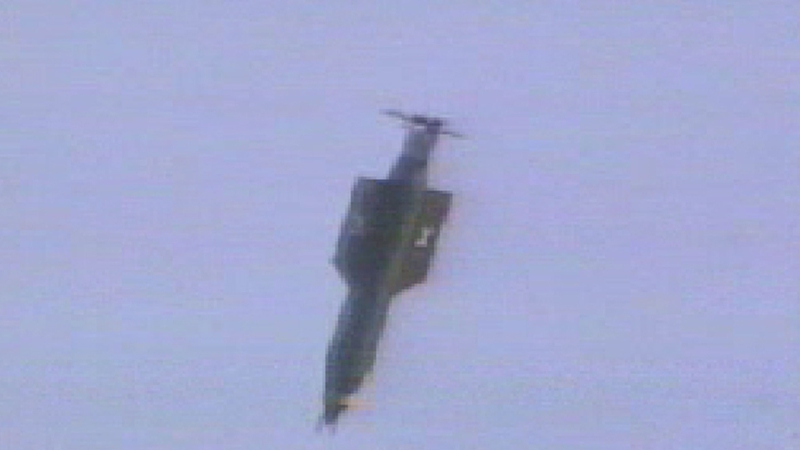 A GBU-43 bomb being dropped in a US test in 2003