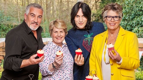 The new team in the tent (L-R) Paul Hollywood, Sandi Toksvig, Noel Fielding and Prue Leith