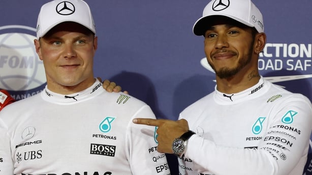 Valtteri Bottas and Lewis Hamilton after qualifying