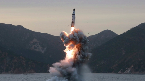 North Korea's government issued a photo this morning of what it described as an 'underwater test-fire of strategic submarine ballistic missile'