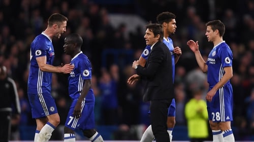 Antonio Conte and Chelsea still lead the Premier League with six games to play