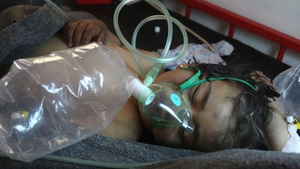 A child is treated in hospital following the 4 April attack on Khan Sheikhun