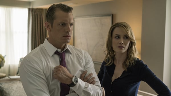 McElligott with Joel Kinnaman, as Hannah and Will Conway in a still from House of Cards season five