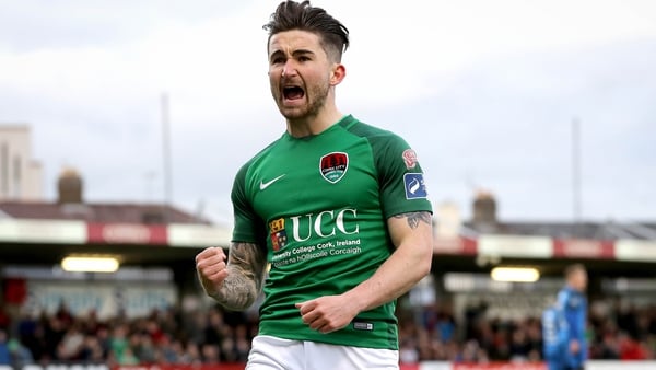 Sean Maguire celebrates his goal against Bray Wanderers