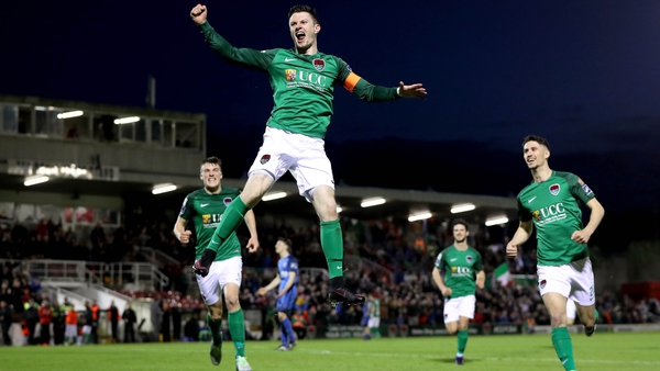 Johnny Dunleavy celebrates Cork City's second goal against Bray Wanderers