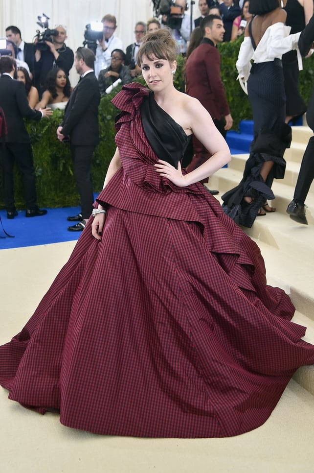 This is a gown! Lena Dunham wore a prominent Elizabeth Kennedy dress.