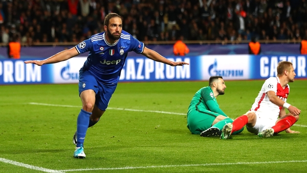 Higuain celebrates scoring at the the Stade Louis II