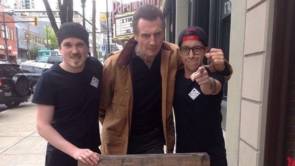 Liam Neeson with staff at Big Star Sandwich Co - He now has a sandwich named in his honour Photo: Big Star Sandwich Co, Twitter