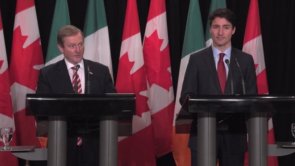 Enda Kenny and Justin Trudeau spoke to the media following their bilateral meeting