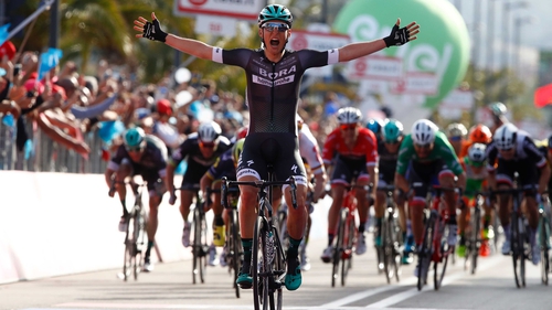 Lukas Postlberger celebrates his win