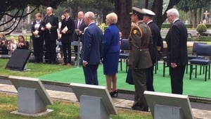 Prince Charles and Minister Humphreys at the ceremony in honour of four Irish-born Victoria Cross recipients