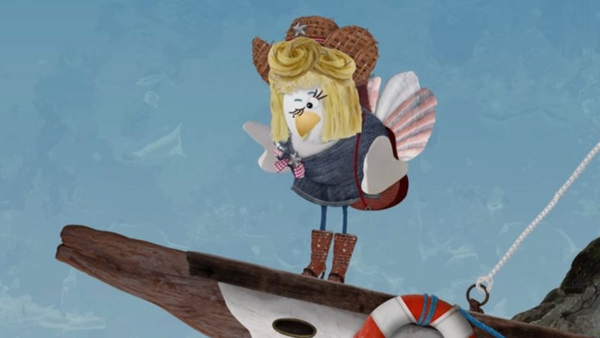 Dolly as singing chicken Noleen on Lily's Shipwreck Bay