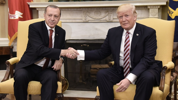 Recep Tayyip Erdogan is welcomed to the White House by Donald Trump