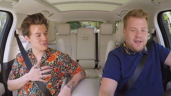Harry Styles has shotgun this time around on James Corden's Carpool Karaoke