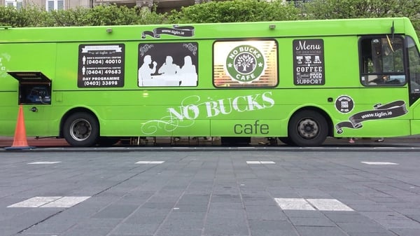 No Bucks bus parked on O'Connell Street
