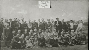 1971: John B. Keane (centre, back row) welcomes guests to Listowel Writers Week