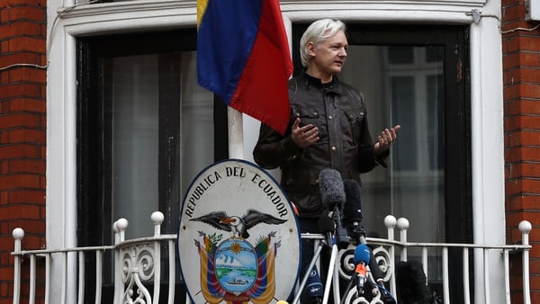 Julian Assange spoke to media on the balcony of the Ecuadoran Embassy in London