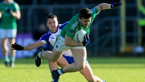 Monaghan's Ryan Wylie with Ryan Lyons of Fermanagh