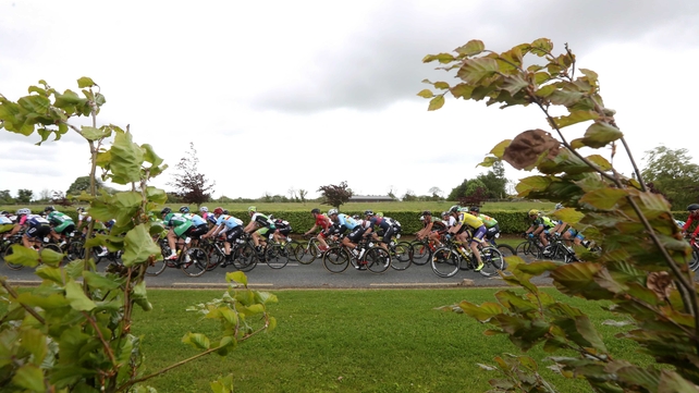 The peloton makes its way out of Trim