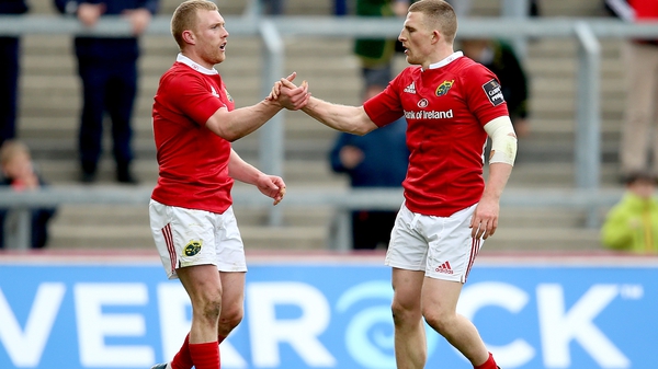 Keith Earls, left, and Andrew Conway