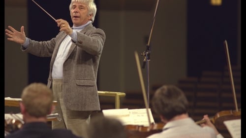 Composer Elmer Bernstein conducts the RTÉ Concert Orchestra, circa 1976.
