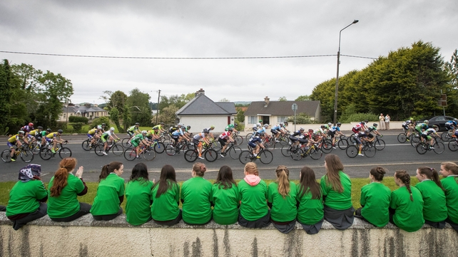 The Rás goes by students from The Abbey Vocational School in Donegal town