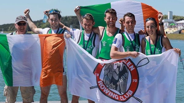 Team Ireland (L-R): Paul O'Donovan, Gary O'Donovan, Mark O'Donovan, Shane O'Driscoll and Denise Walsh