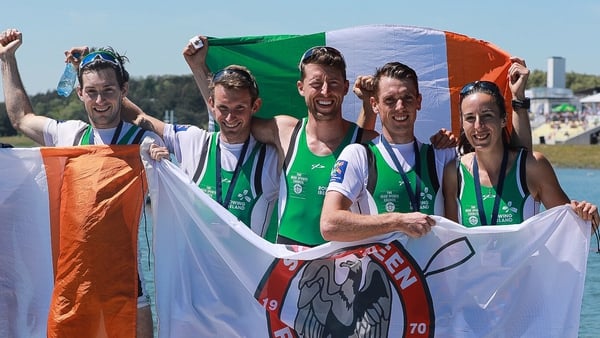 Ireland's medal winners, all from Skibbereen Rowing Club, at the European Championships