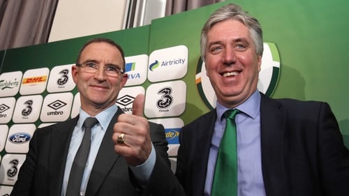 John Delaney (R) with Republic of Ireland manager Martin O'Neill