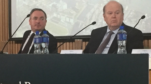 NAMA CEO Brendan McDonagh and Michael Noonan at the launch of today's annual report