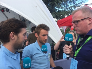 The O'Donovan brothers being interviewed by Damien O'Reilly for broadcast on RTÉ Radio 1's Countrywide