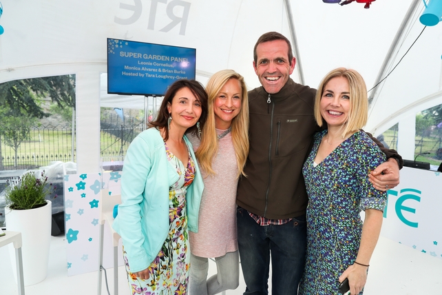 The Super Garden panel in the RTÉ tent: Judges Melanie Alvarez (r) and Leonie Cronelius with previous winner Brian Burke & MC, LifeStyle's Taragh Loughrey-Grant