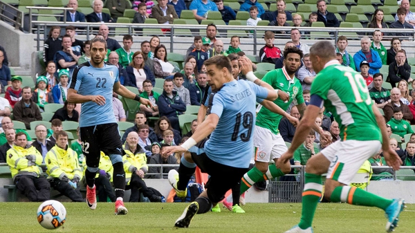 Christie scores Ireland's second against Uruguay at the Aviva Stadium