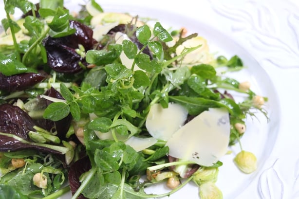 Salad of Coolea Cheese with Apple Syrup and Roast Hazelnuts