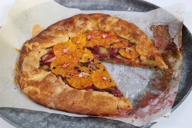 Champagne Rhubarb and Blood Orange Tart