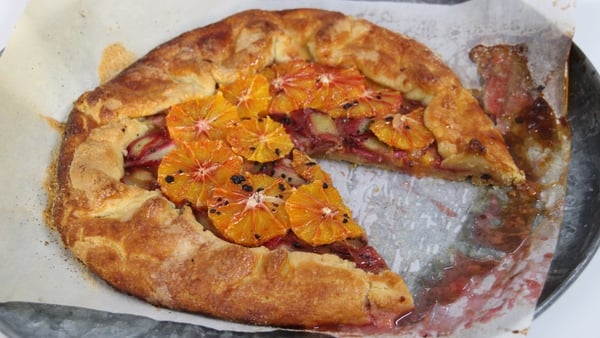 Champagne Rhubarb and Blood Orange Tart