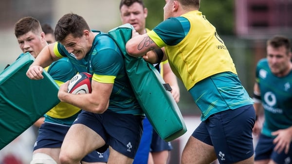 Jacob Stockdale trained with the Ireland squad at the Stevens Institute of Technology in Hoboken, New Jersey earlier today