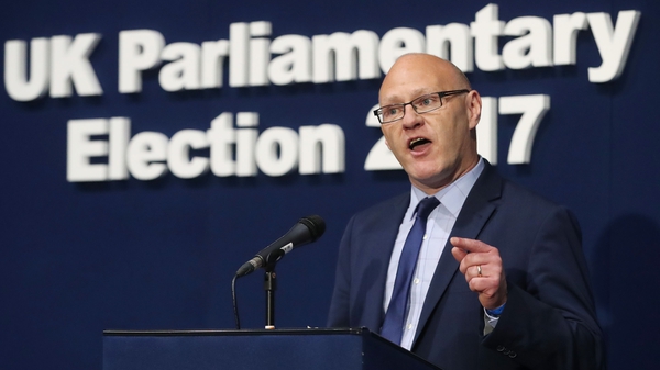 Paul Maskey delivers a speech following his election for Belfast West