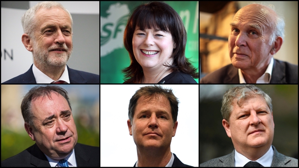 Jeremy Corbyn, Michelle Gildernew, Vince Cable, Alex Salmond, Nick Clegg and Angus Robertson (L to R)