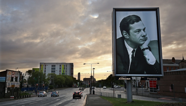 Sgt. Pepper at 50 - artist Jeremy Deller's installation piece in Liverpool includes a portrait of Beatles' manager Brian Epstein.