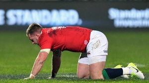 Stuart Hogg after he collided with Conor Murray