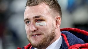 Stuart Hogg watches at the Highlanders v Lions game but his tour is over