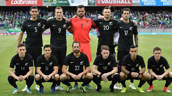 New Zealand line up before their friendly against Northern Ireland at Windsor Park
