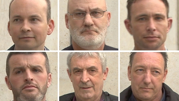Six men accused of the false imprisonment of former tánaiste Joan Burton and her adviser at a water charges protest in 2014