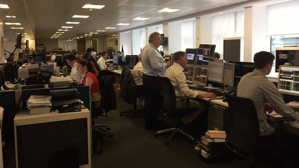 The trading floor of Cantor Fitzgerald as the AIB IPO begins