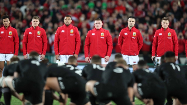 The Lions face down the All Blacks' haka in 2017