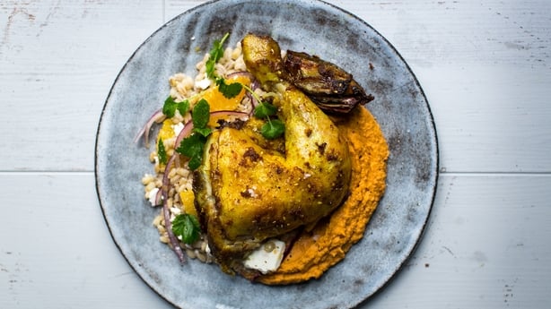 Turmeric & Ginger Spatchcocked Chicken with Roast Vegetables